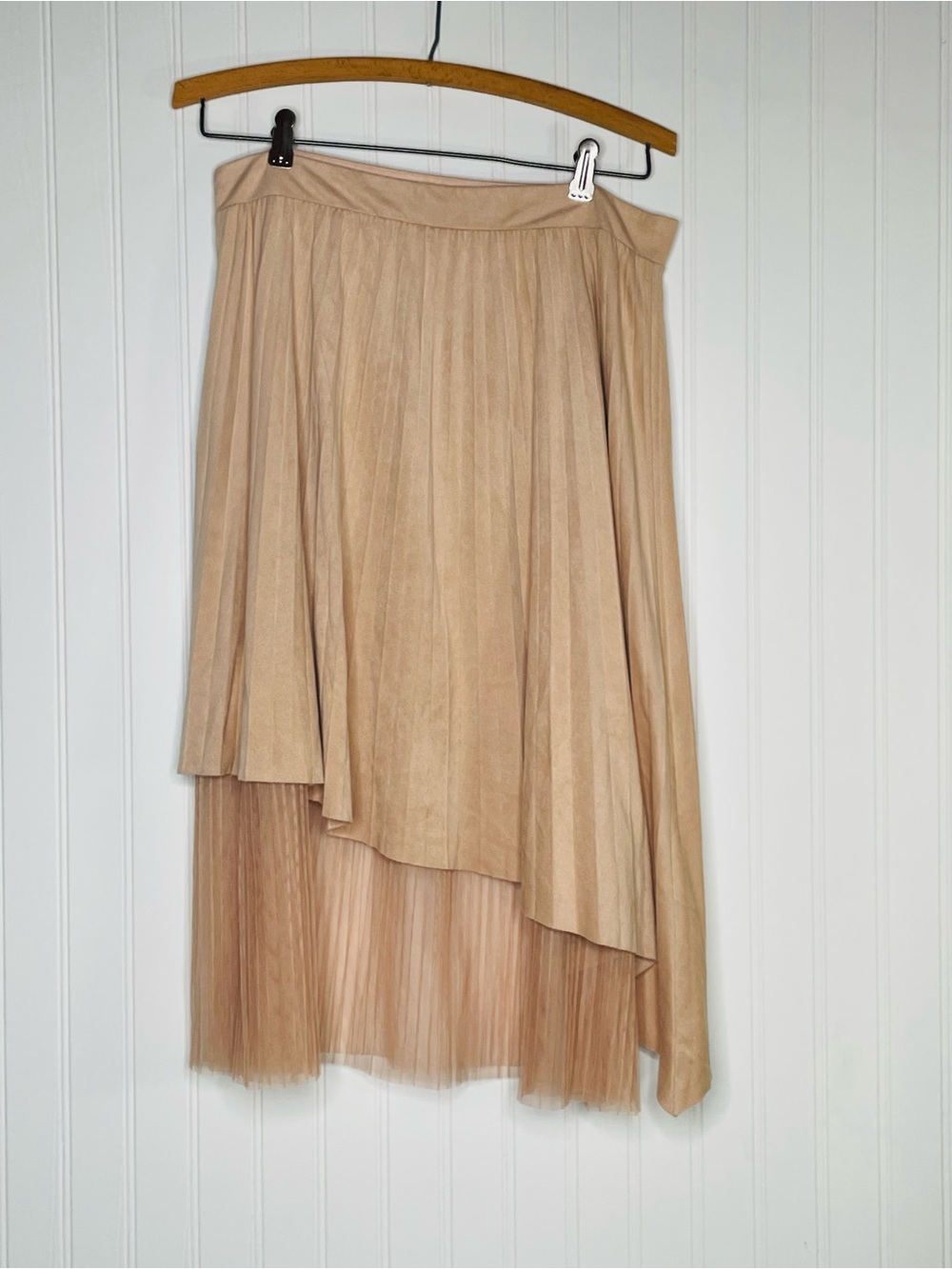 Zara Basic Faux Suede Chiffon Pleated Skirt - Picture 6 of 8